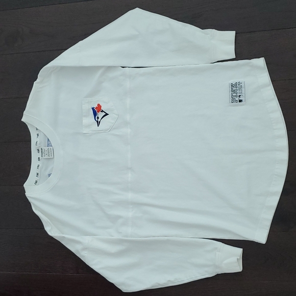 NWOT Victoria Secret Pink Blue Jays L/S Shirt - Picture 3 of 8